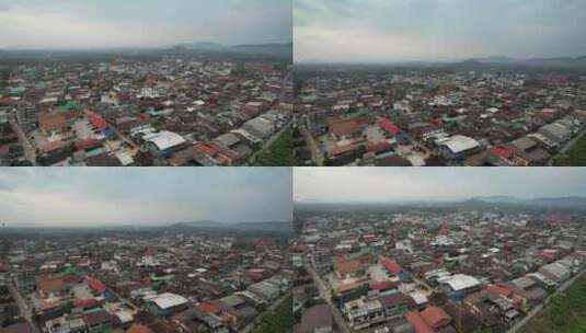 无人机鸟瞰农村城市高清在线视频素材下载