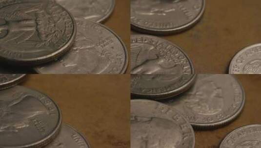 国外硬币的旋转镜头高清在线视频素材下载