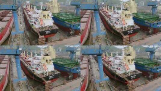造船厂维修货船高清在线视频素材下载