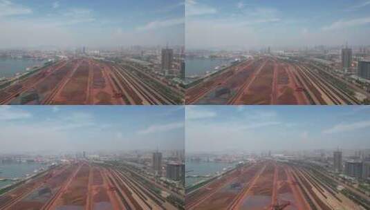 港口码头进出口贸易沙石航拍高清在线视频素材下载