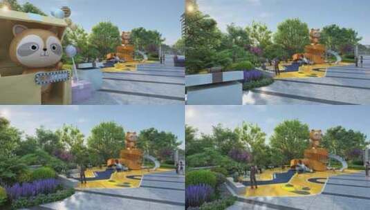 浣熊主题儿童乐园动画素材高清在线视频素材下载