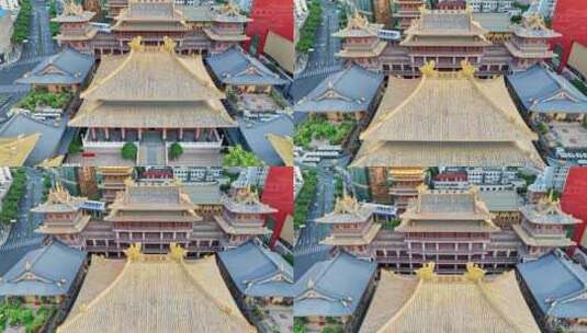 上海静安寺日出超清质感航拍高清在线视频素材下载