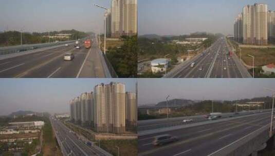 航拍高速公路城市交通车流视频素材高清在线视频素材下载