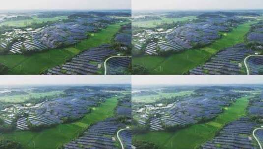 农村光伏太阳能发电站航拍高清在线视频素材下载