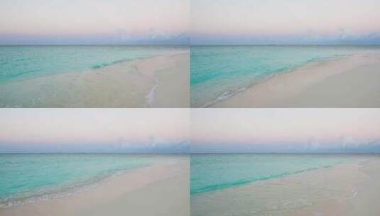 马尔代夫傍晚白色沙滩与海浪高清在线视频素材下载