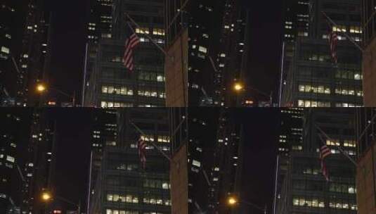 建筑物侧面的美国国旗高清在线视频素材下载