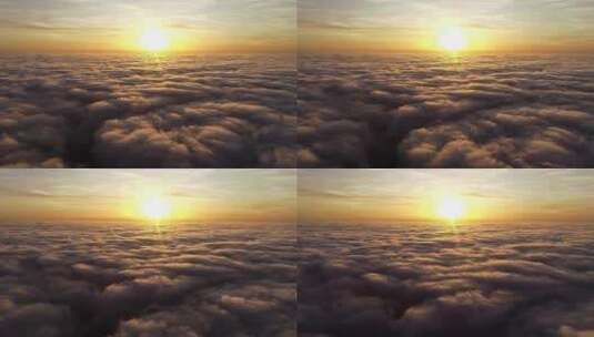 在日落时飞越云层高清在线视频素材下载
