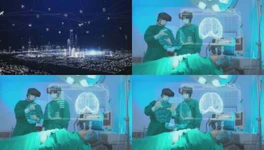 医生带着VR眼镜做手术 全息手术室 智慧医疗高清在线视频素材下载