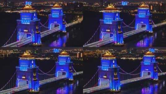 航拍扬州万福大桥夜景车流行驶空镜地标高清在线视频素材下载