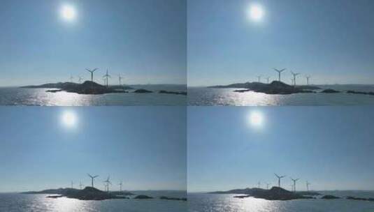 大海风车航拍海岛海上发电海洋风力风车发电高清在线视频素材下载