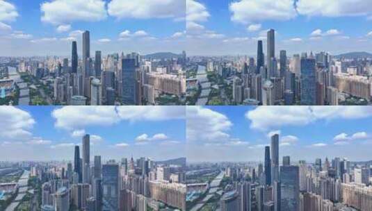 4K航拍广州珠江新城蓝天白云空镜高清在线视频素材下载