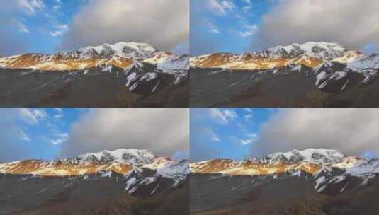航拍川西横断山脉勒多曼因雪山日照金山风光高清在线视频素材下载