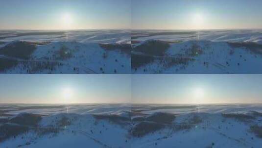 森林草原结合地带冬日景观高清在线视频素材下载