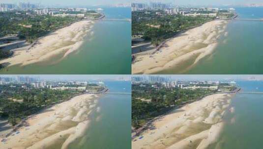 广东珠海海滨浴场沙滩航拍4K60高清在线视频素材下载