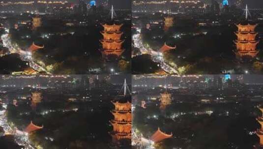 福建泉州古城开元寺西街夜景航拍高清在线视频素材下载