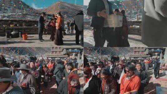四川稻城县藏族新婚请客高清在线视频素材下载