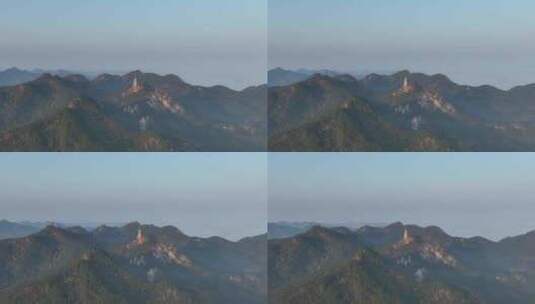 航拍晨曦中的千山山脉高清在线视频素材下载