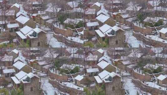 航拍雪后山区乡村宛如水墨画高清在线视频素材下载