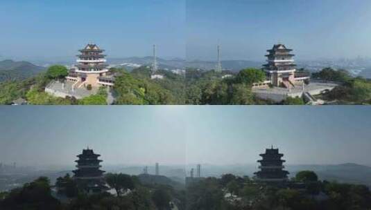 惠州挂榜阁航拍山峰寺庙森林风景红花湖景区高清在线视频素材下载