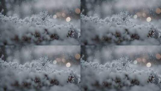雪花特写雪景下雪天大雪纷飞白雪皑皑雪风景高清在线视频素材下载