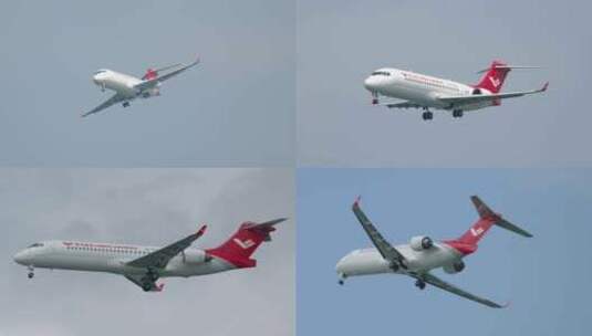 稳定：新加坡航展中国商飞ARJ-21客机高清在线视频素材下载