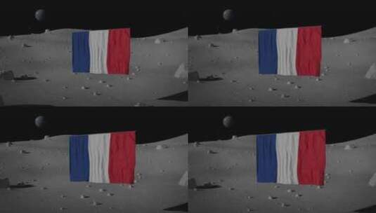 月球上的法国国旗|超高清|60fps高清在线视频素材下载