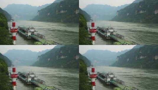 湖北旅游长江三峡游轮码头高清在线视频素材下载