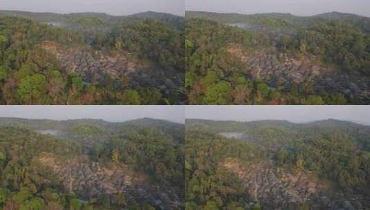 普洱景迈山森林树林小镇古寨航拍高清在线视频素材下载
