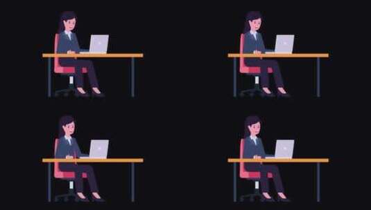 在办公桌4K工作的女性角色高清在线视频素材下载