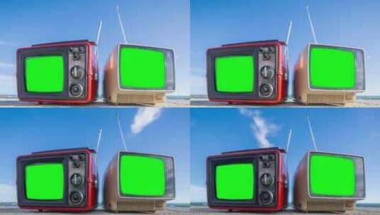 海边绿屏复古电视高清在线视频素材下载