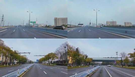 城市马路沿途风景开车第一视角道路公路视频高清在线视频素材下载