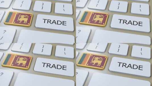 斯里兰卡国旗和贸易文本按钮3D动画高清在线视频素材下载