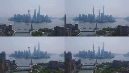 航拍上海浦东新区外滩城市风光高清在线视频素材下载