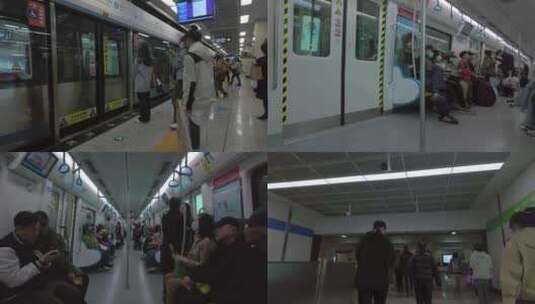 城市交通地铁人流 乘坐地铁进出站高清在线视频素材下载
