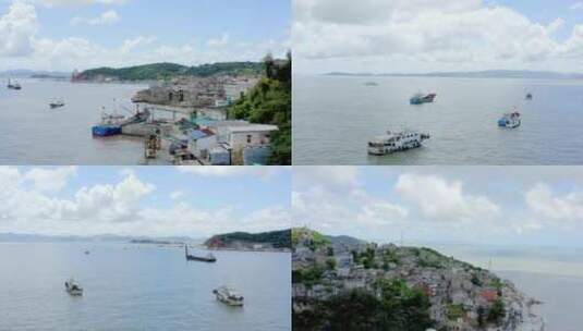 「有版权」原创航拍栈台码头渔村K高清在线视频素材下载