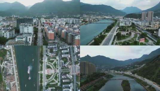 湖北襄阳保康县城市风光航拍高清在线视频素材下载