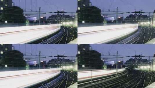高速列车和铁轨的延时高清在线视频素材下载