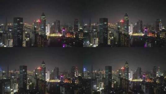 武汉夜景武汉西北湖CBD夜景航拍高清在线视频素材下载