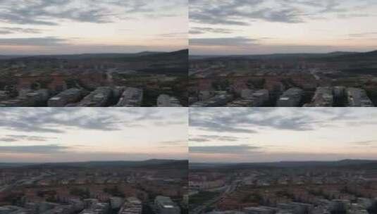 竖版航拍夕阳晚霞日落火烧云高清在线视频素材下载