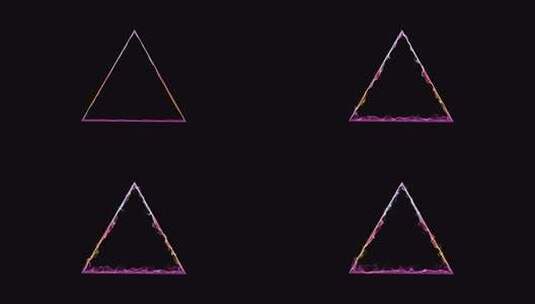 三角形框架。粉色、紫色和白色的3d三角形高清在线视频素材下载