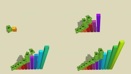 彩色金融条形图。图表正在上升。利润增加的高清在线视频素材下载