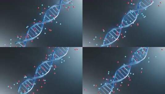 黑色背景下DNA分子移动旋转动画高清在线视频素材下载