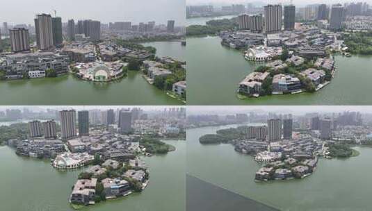 合集湖北黄冈黄州东坡外滩航拍高清在线视频素材下载