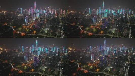 深圳城市夜景航拍高清在线视频素材下载