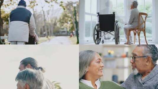 坐轮椅老人窗边静坐高清在线视频素材下载