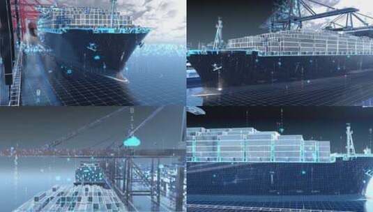 港口船舶停靠 货物海运高清AE视频素材下载