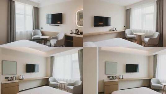 现代酒店卧室室内场景高清在线视频素材下载