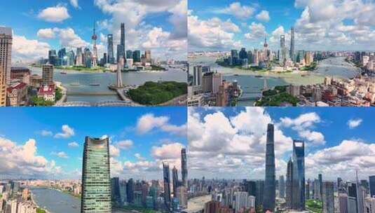 上海航拍陆家嘴高楼城市全景高清在线视频素材下载