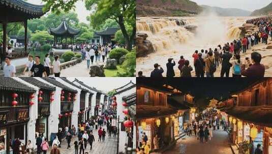 景区人流端午假期游客景区人群景区游客拥挤高清在线视频素材下载