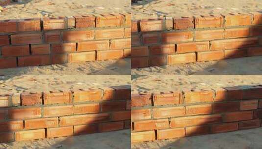 堆砌红砖施工场景高清在线视频素材下载